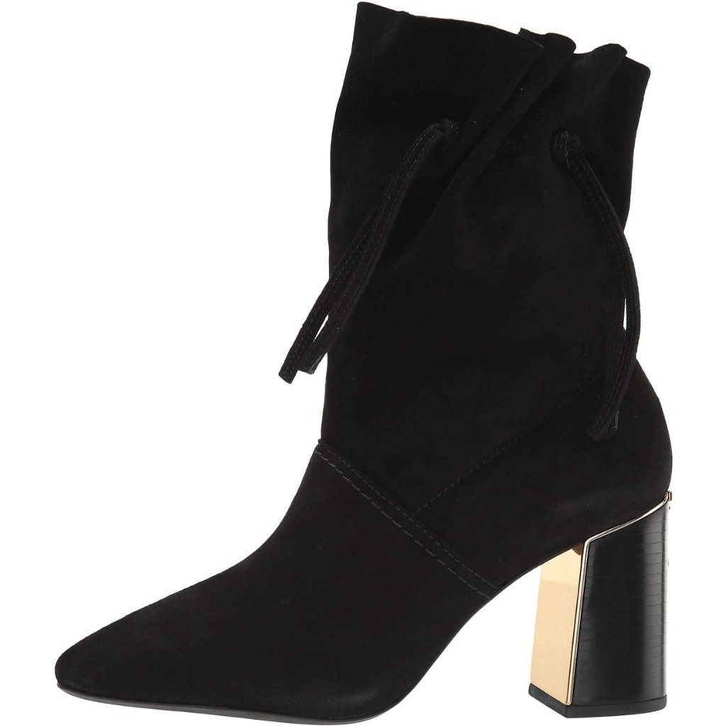 Nwt Tory Burch Suede Metal Logo Block Heel Bootie With Tassel